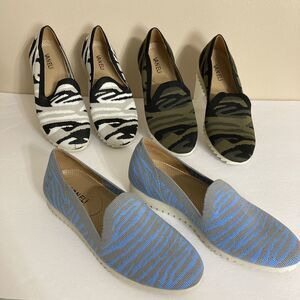Womens Vaneli Sz 7N Set of 3 Slip On Canvas Loafer Shoes Tread Camo Animal Print